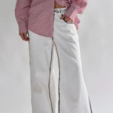 Glamorous White-Black Edges Wide-Leg Jeans