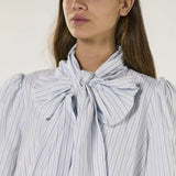 Glamorous White Blue Stripe Bow Mini Dress