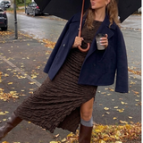 Topshop Textured Popcorn Strappy Jersey Midi Dress In Chocolate