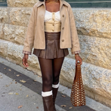 Asyou Corset Satin Mix Top In Natural