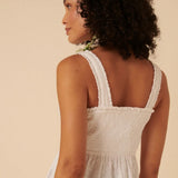 Nobody's Child White Floral Embroidered Ruched Bodice Top
