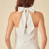 Nobody's Child White Linen-blend Halter Neck Waistcoat