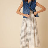 Nobody's Child White Printed Sleeveless Flossie Midi Dress