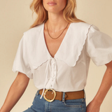 Nobody's Child White Puff Sleeve Birdie Blouse