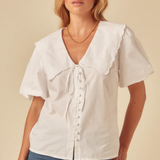 Nobody's Child White Puff Sleeve Birdie Blouse