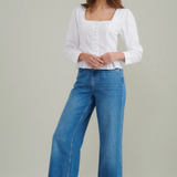 Nobody's Child White Seersucker Button Down Blouse
