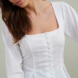 Nobody's Child White Seersucker Button Down Blouse