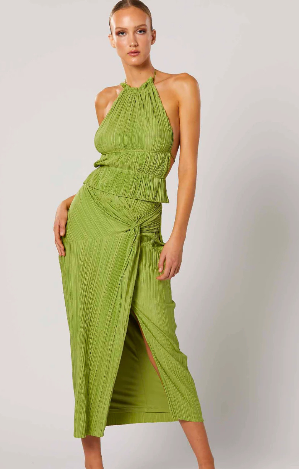 Winona Green Plisse Co-Ord – co-ords by Winona, available to rent from Hirestreet
