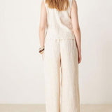 YAS Shimmer Crinkle Wide Leg Trouser in Sandshell