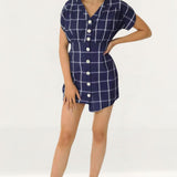 Zara Blue Checked Mini Dress