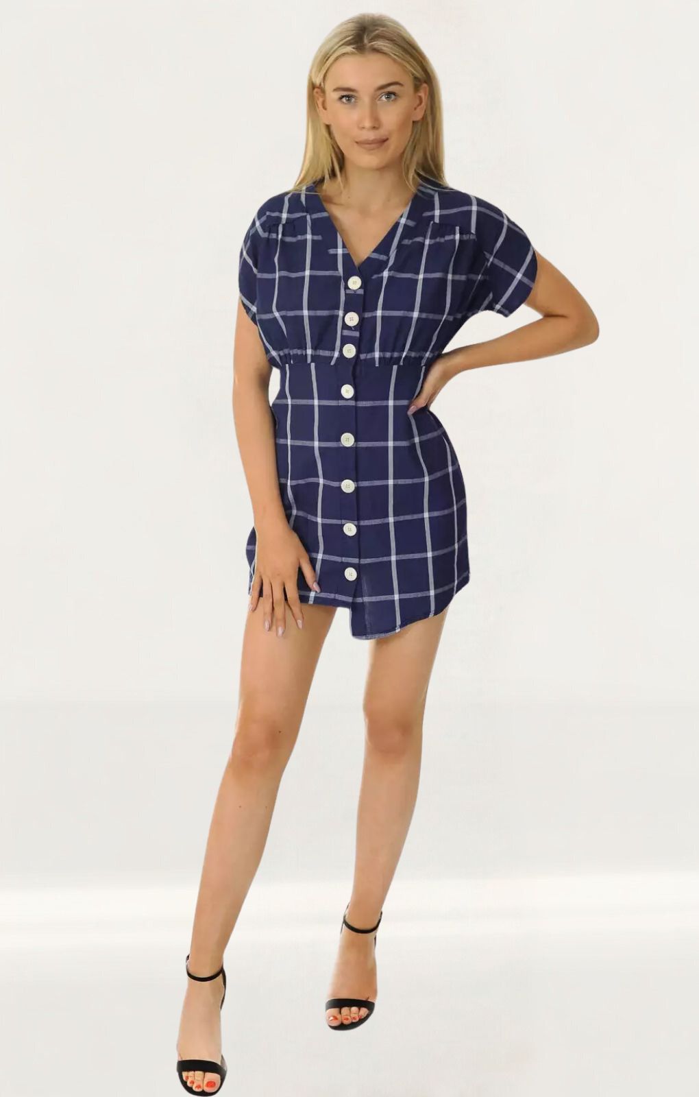 Zara Blue Checked Mini Dress