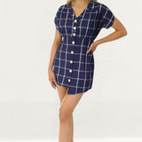 Zara Blue Checked Mini Dress