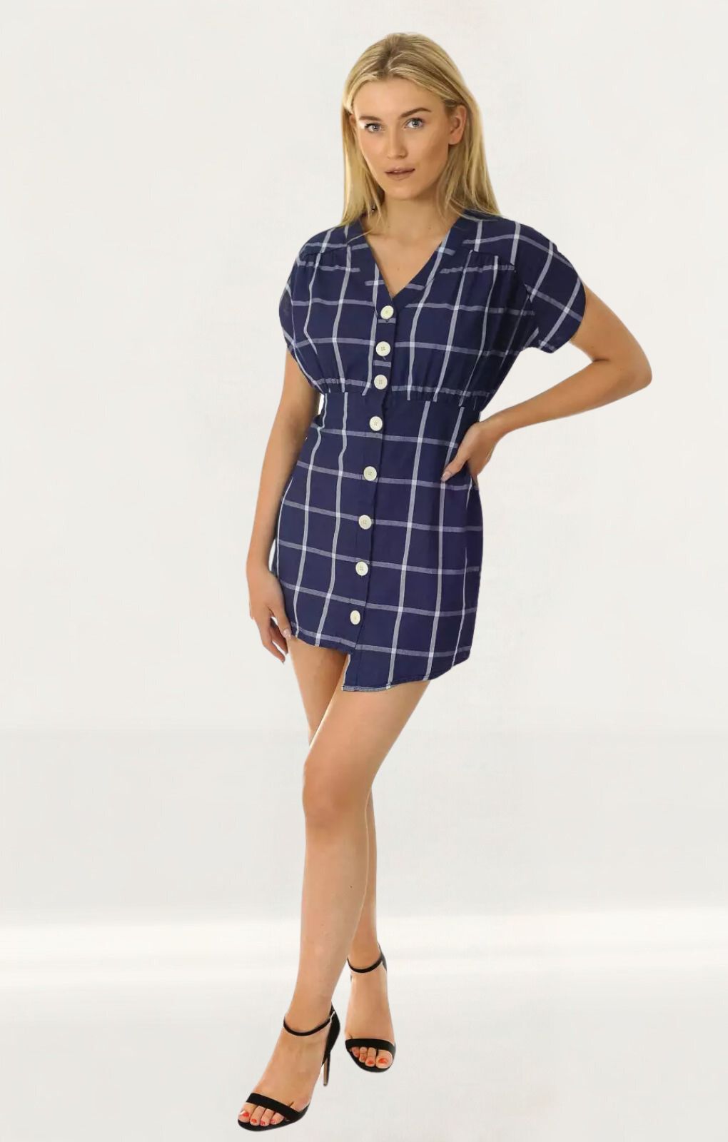 Zara Blue Checked Mini Dress