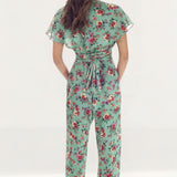 Zara Green Floral Wrap Jumpsuit