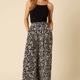 Nobody's Child Zeena Full Length Black Floral Trousers