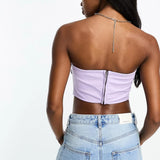 Afrm Ashton Pin-Up Lace Up Corset In Purple