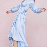 Nasty Gal Blue Wrap Midi Dress product image