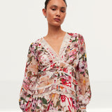 AllSaints Zora Leondra V-Neck Ruffled Mini Dress
