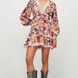 AllSaints Zora Leondra V-Neck Ruffled Mini Dress