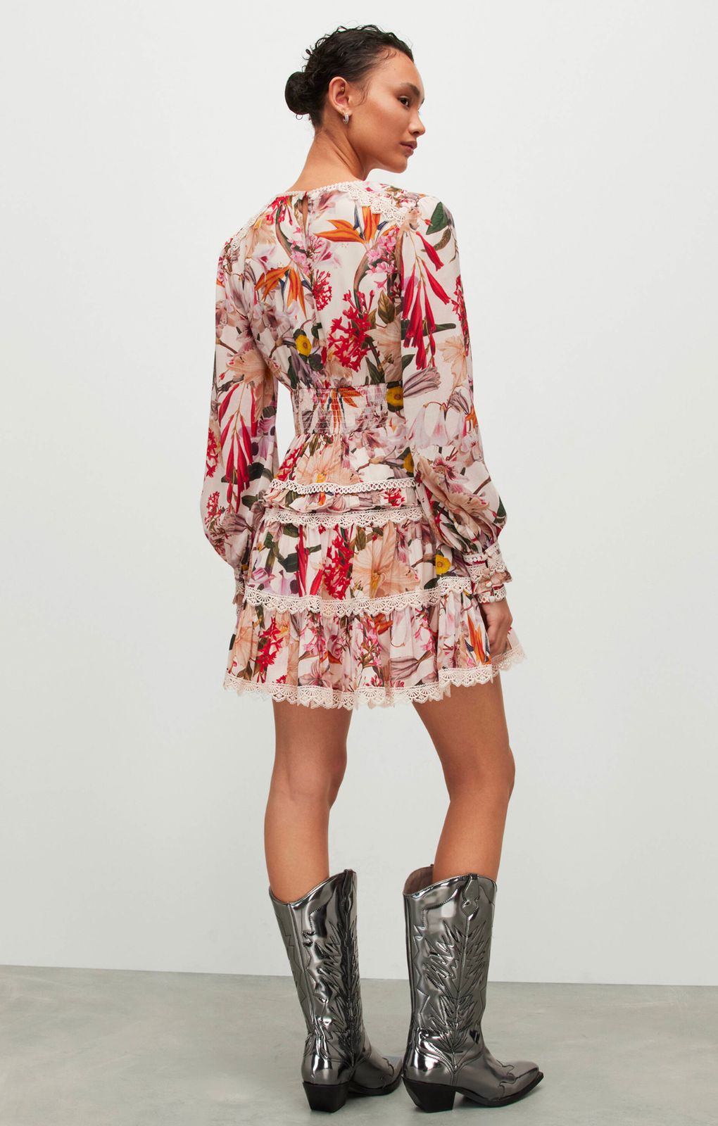 AllSaints Zora Leondra V-Neck Ruffled Mini Dress product image
