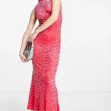 Amy Lynn Lana High Neck Sleeveless Maxi Dress In Hot Pink Animal Burnout