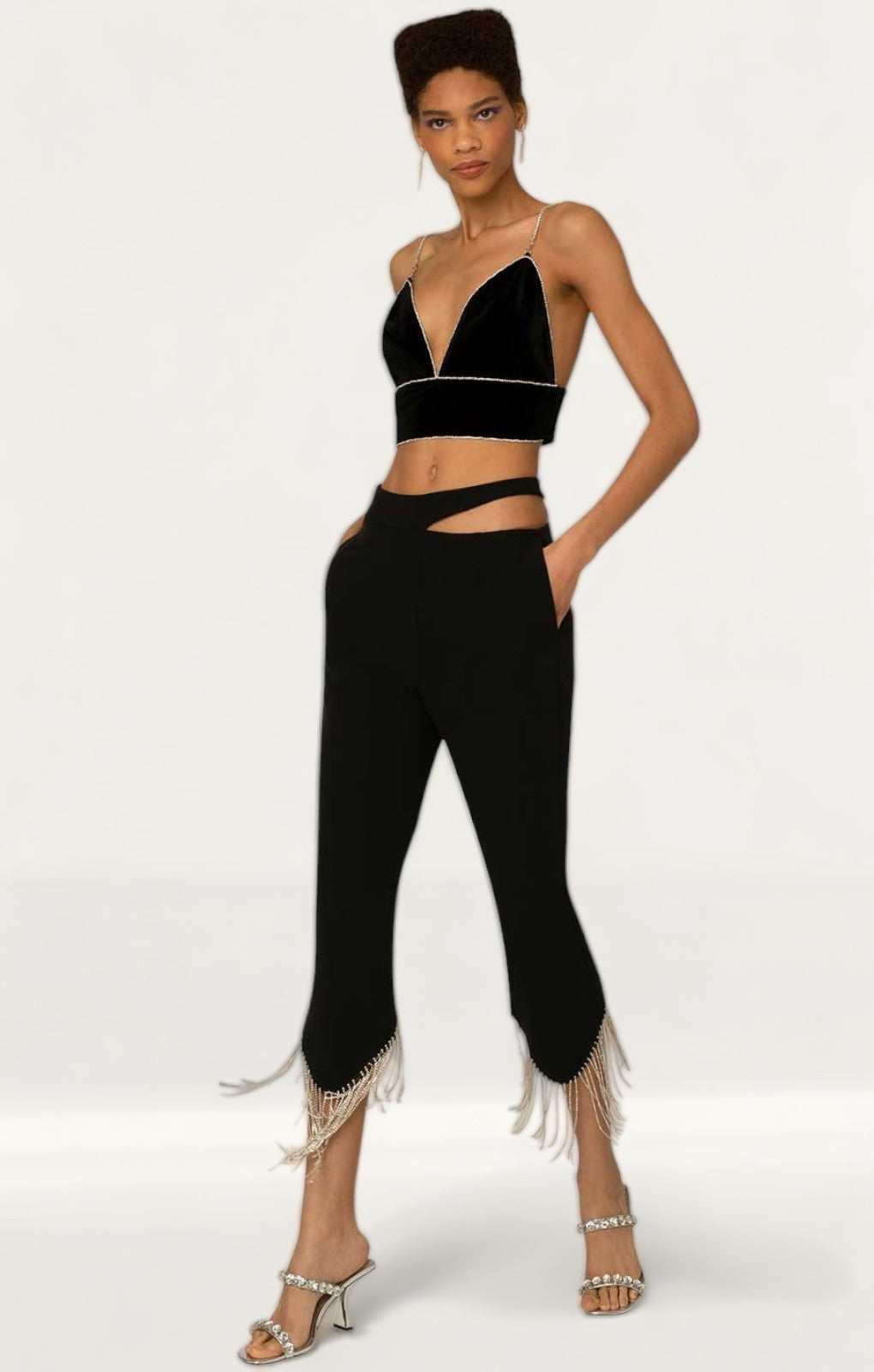Amy Lynn Marcella Diamante Crop Top & Prince Diamante Fringe Trousers product image