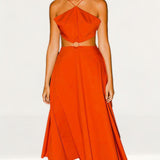 Amy Lynn Tan Orange Ava Halter Neck Dress