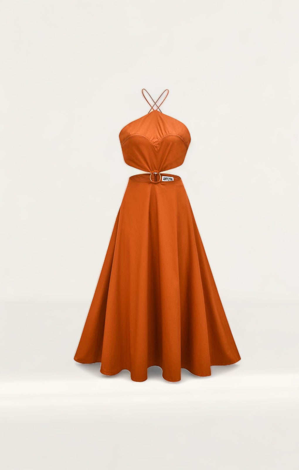 Amy Lynn Tan Orange Ava Halter Neck Dress