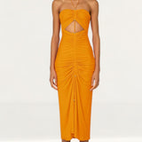 Amy Lynn Warm Orange Vega Jersey Cut-Out Dress product image