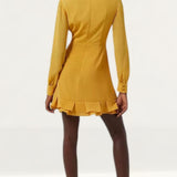 French Connection Anna Cora Pleated Ruffle Mini Dress Gold