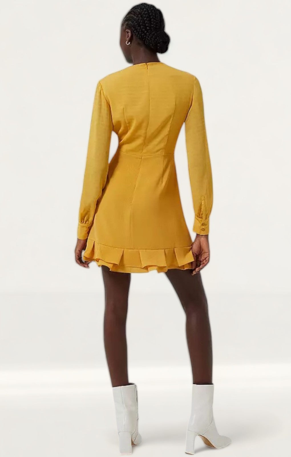 French Connection Anna Cora Pleated Ruffle Mini Dress Gold product image