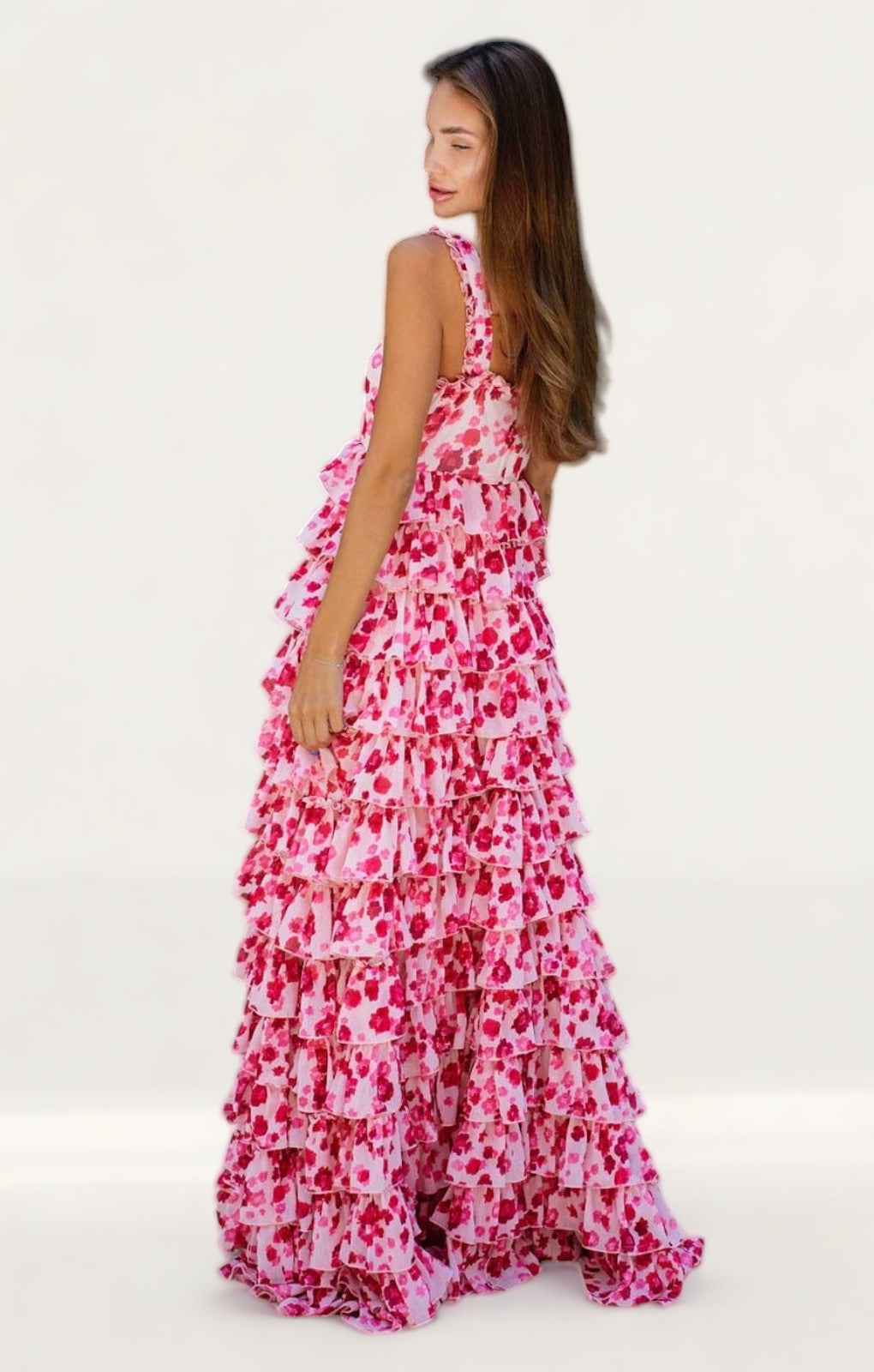 Anne Louise Boutique Pink Waterfall Maxi Dress product image