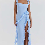 House of CB Soft Blue Ariela Ruffle Maxi Dress