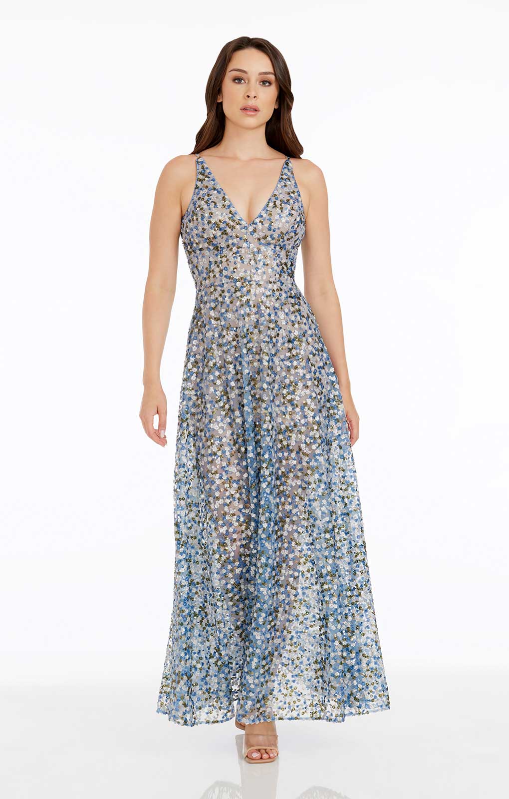 Dress The Population Ariyah Mineral Blue Floral Maxi Dress product image