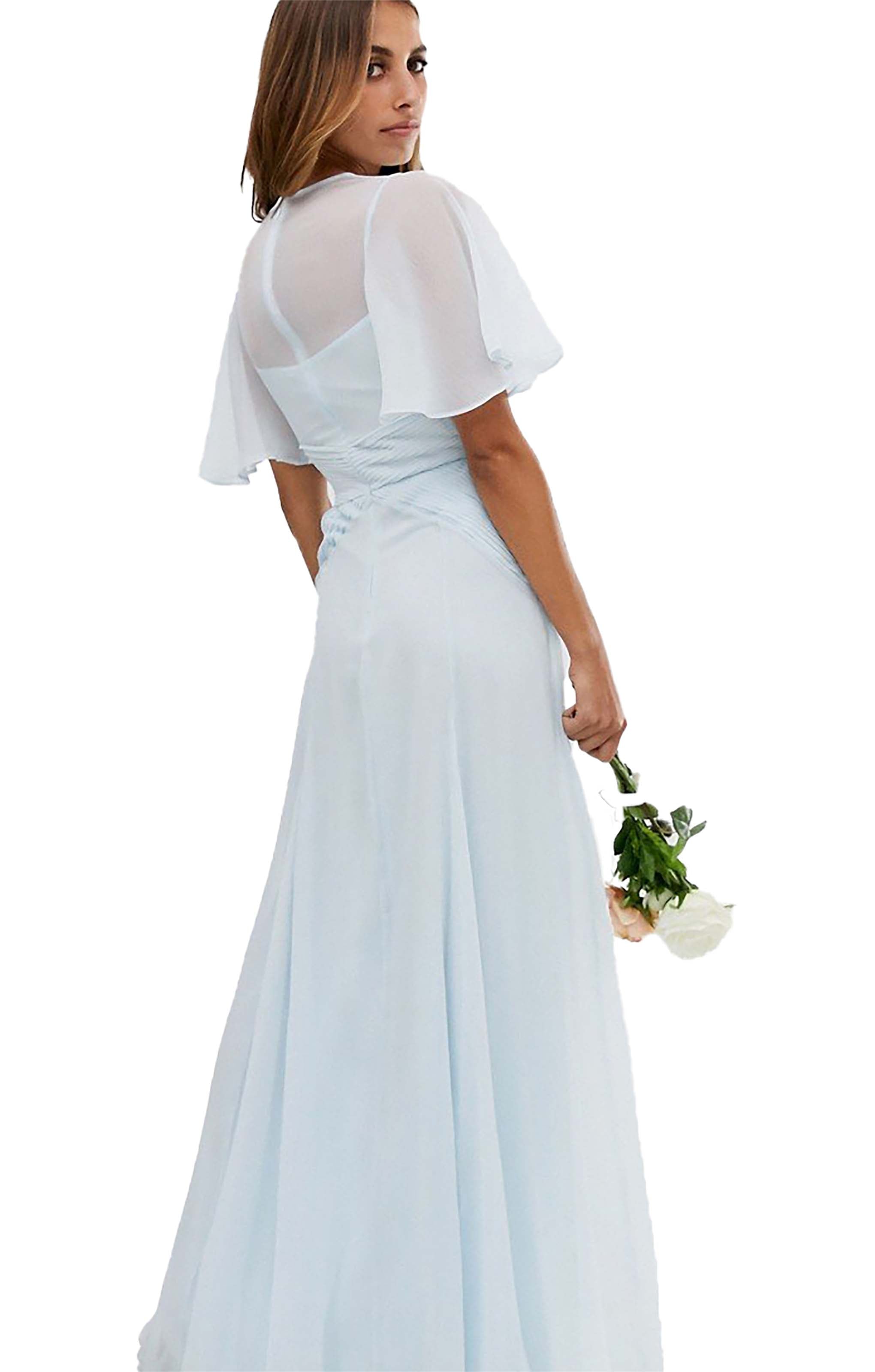 ASOS DESIGN BRIDESMAID Flutter Sleeve Maxi Dress With Pleated Waist – dresses by ASOS DESIGN, available to rent from Hirestreet