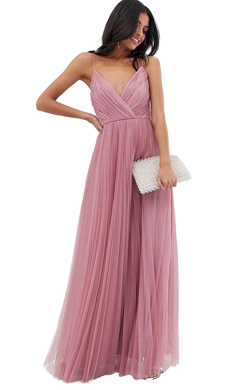 ASOS DESIGN Rose Cami Pleated Tulle Maxi Dress product image