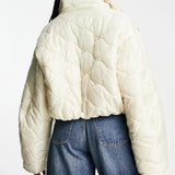 Asos Design Cropped Onion Quilted Jacket In Cream