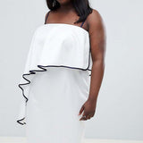 ASOS DESIGN Curve Contrast Ruffle Bandeau Dress