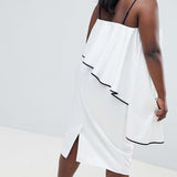 ASOS DESIGN Curve Contrast Ruffle Bandeau Dress