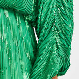 Asos Design Curve Embellishment Mini Dress With Blouson Sleeve In Green