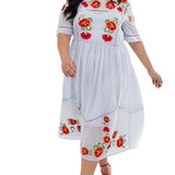 ASOS DESIGN Curve Embroidered Smock Midi Dress