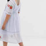 ASOS DESIGN Curve Embroidered Smock Midi Dress