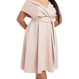 ASOS DESIGN Curve Fallen Shoulder Prom Dress