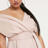 ASOS DESIGN Curve Fallen Shoulder Prom Dress