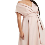 ASOS DESIGN Curve Fallen Shoulder Prom Dress