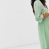 ASOS DESIGN Double Layer Embroidered Midi Dress