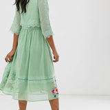 ASOS DESIGN Double Layer Embroidered Midi Dress