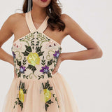 ASOS DESIGN Cut Out Waist Embellished Dress
