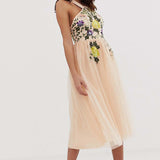 ASOS DESIGN Cut Out Waist Embellished Dress