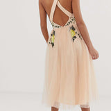 ASOS DESIGN Cut Out Waist Embellished Dress